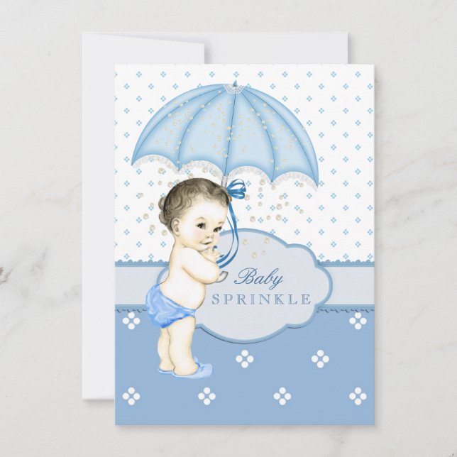 Blå Pojke Stänk Bebis Shower Inbjudningar (Framsida)