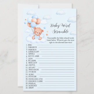 Blå Pojke Teddybjörn Baby Shower