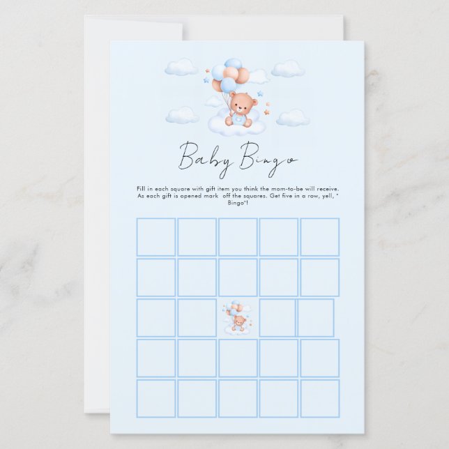 Blå Pojke Teddybjörn Babyfirande (Framsida)