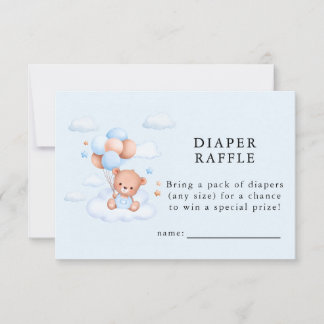 Blå Pojke Teddybjörn Babyfirande Tack Kort