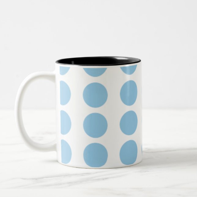 Blå Polka dots-design Två-Tonad Mugg (Vänster)
