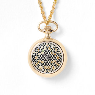 Blå Polka dots i flottan: Guld och Emerald Accents Armbandsur