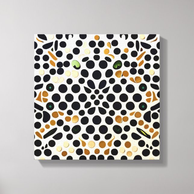 Blå Polka dots i flottan: Guld och Emerald Accents Canvastryck (Framsida)