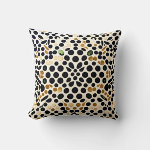 Blå Polka dots i flottan: Guld och Emerald Accents Kudde