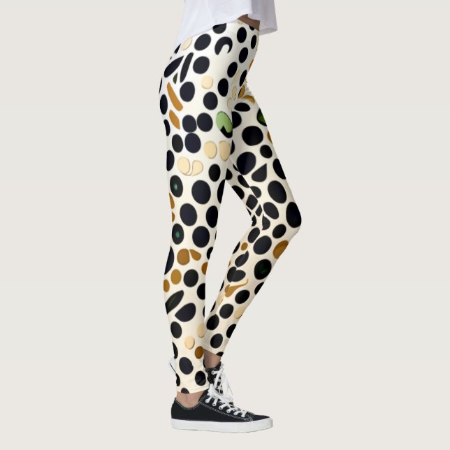 Blå Polka dots i flottan: Guld och Emerald Accents Leggings (Höger)