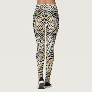 Blå Polka dots i flottan: Guld och Emerald Accents Leggings