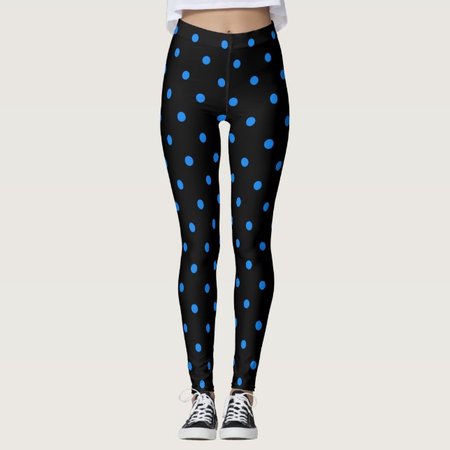 Blå Polka dots Leggings (Framsida)