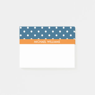 Blå Polka dots med Orange Rand Post-it Block