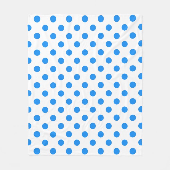 Blå Polka dots med vit bakgrund Fleecefilt (Framsidan)