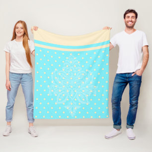 Blå polka dots och gult ull filt
