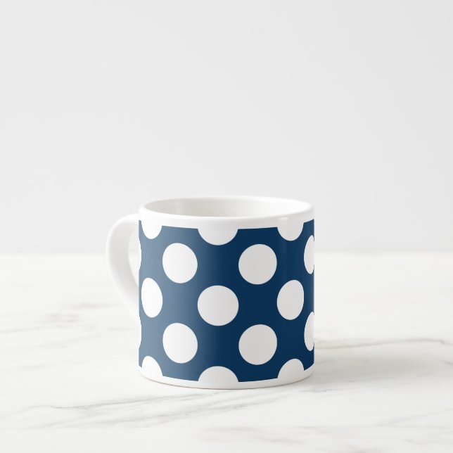 Blå Polka dots, Polka Dot Mönster, punkter Espressomugg (Framsida vänster)