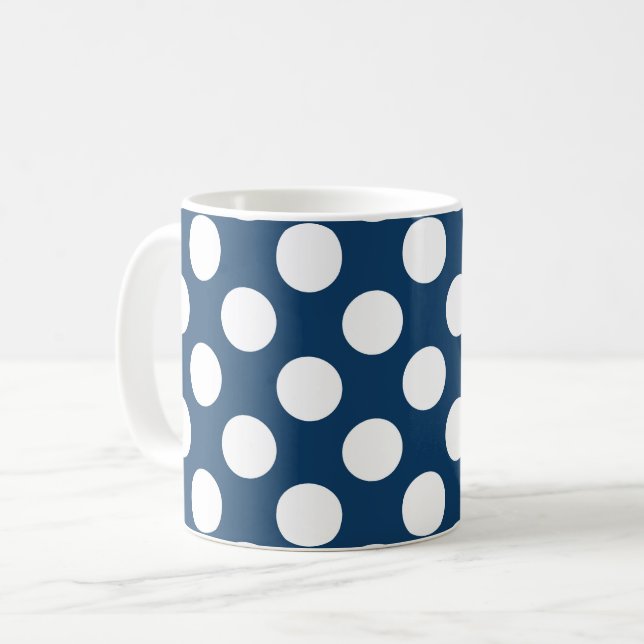 Blå Polka dots, Polka Dot Mönster, punkter Kaffemugg (Framsida vänster)