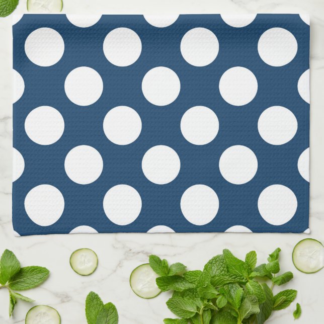 Blå Polka dots, Polka Dot Mönster, punkter Kökshandduk (Vikta)