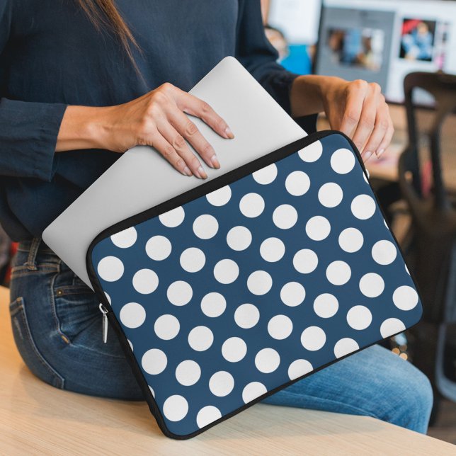 Blå Polka dots, Polka Dot Mönster, punkter Laptop Fodral (Skapare uppladdad)
