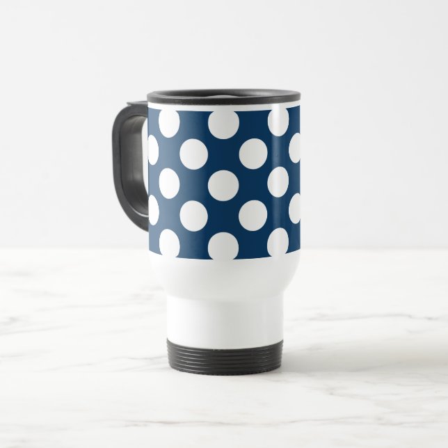 Blå Polka dots, Polka Dot Mönster, punkter Resemugg (Framsida vänster)