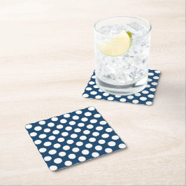 Blå Polka dots, Polka Dot Mönster, punkter Underlägg Papper Kvadrat
