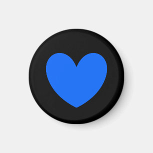 Blå polka-hjärtan på svart magnet
