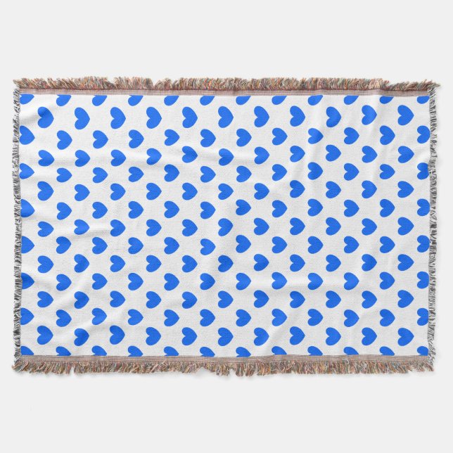 Blå polka-hjärtan på vitt filt (Framsidan)