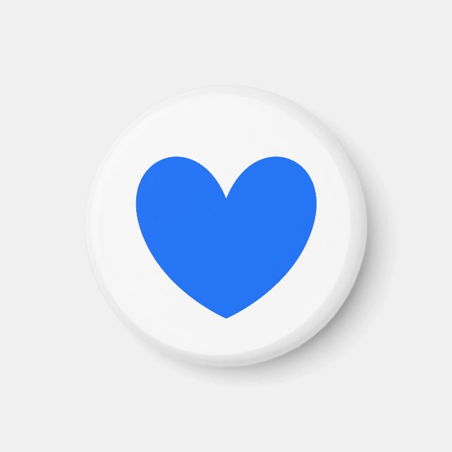 Blå polka-hjärtan på vitt magnet (Framsidan)