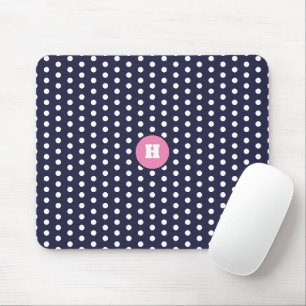 Blå polka - punktmonogrammus musmatta