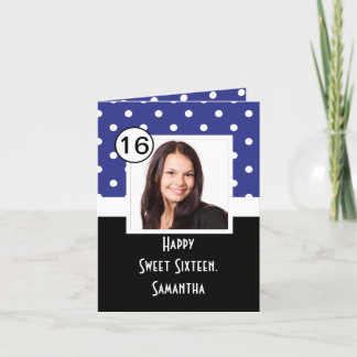 Blå polkadot, sweet sixteen kort