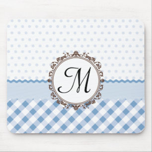 Blå polkadoter, checkar och Rand med Monogram Musmatta