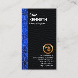 Blå polygonremsan Simple Grått Damask Chemical Visitkort