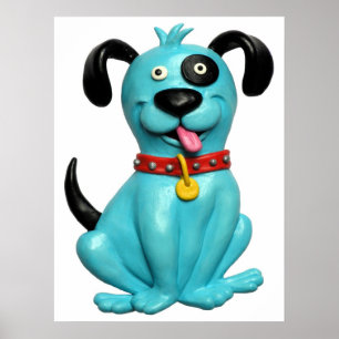 Blå Pooch Baby Pojke Förlossning Nursery Poster