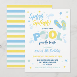 Blå Pool Party Inbjudan