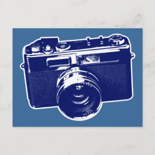 Blå pop Art-kamera Vykort