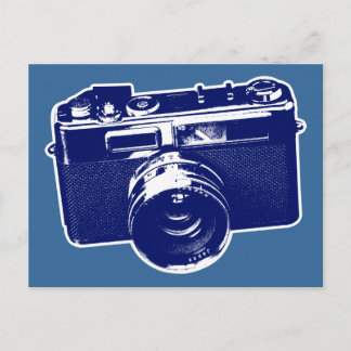 Blå pop Art-kamera Vykort