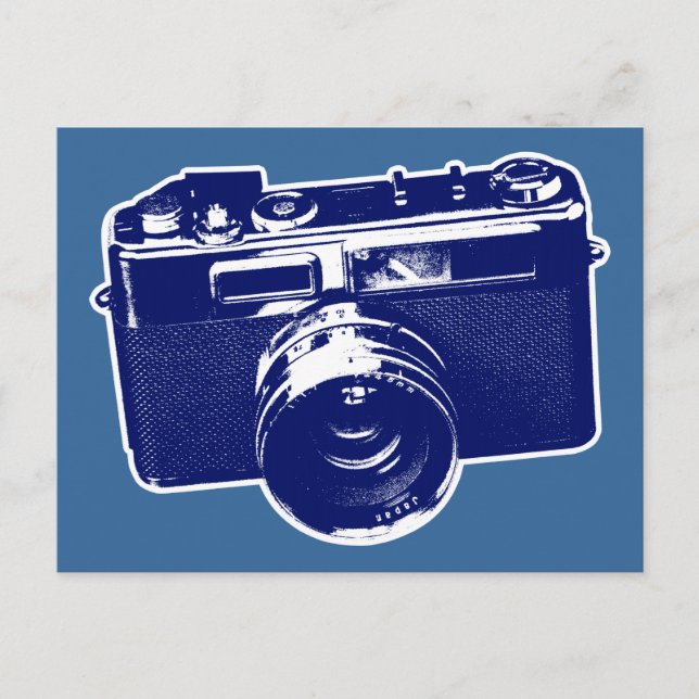 Blå pop Art-kamera Vykort (Framsida)