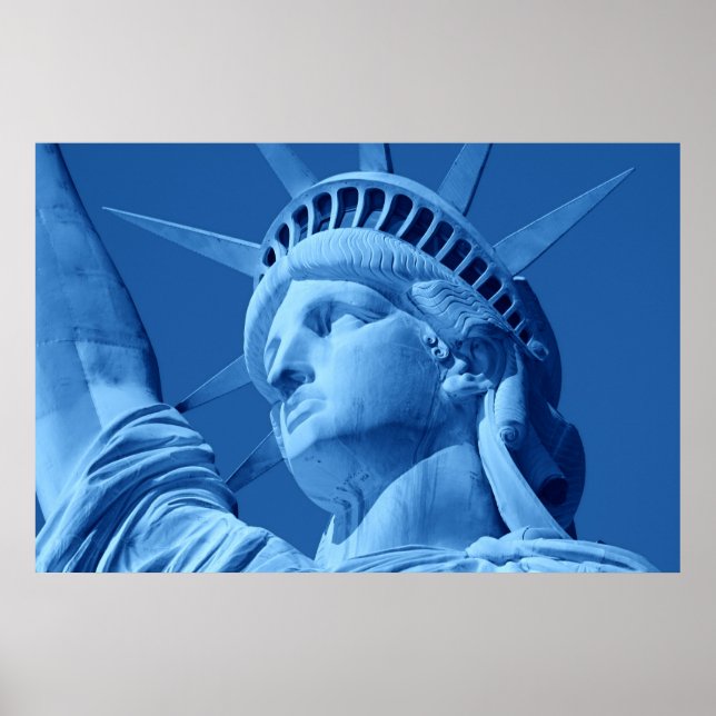 Blå Pop Art Staty över Frihetsposter Poster (Framsidan)