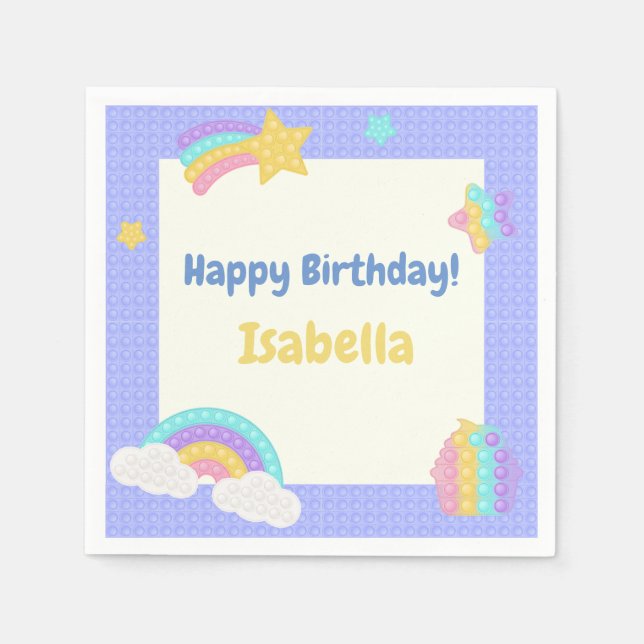 Blå pop IT Fidget Birthday Pappersservett (Framsidan)