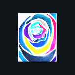 Blå popkonst ro, vattenfärg canvastryck<br><div class="desc">Pop-konst från den ursprungliga vattenfärgsmålningen av en blå abstrakt ro med färgat karikatyraktigt färg. Bright pop art stil.</div>