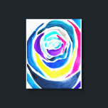 Blå popkonst ro, vattenfärg canvastryck<br><div class="desc">Pop-konst från den ursprungliga vattenfärgsmålningen av en blå abstrakt ro med färgat karikatyraktigt färg. Bright pop art stil.</div>