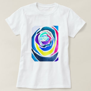 Blå popkonst ro, vattenfärg t shirt