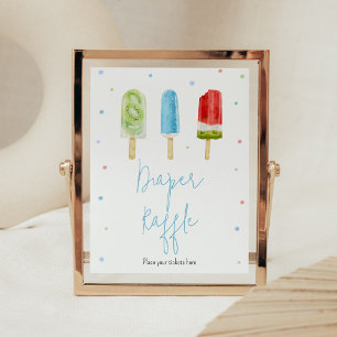 Blå popsicle Baby Shower Diaper Raffle Poster