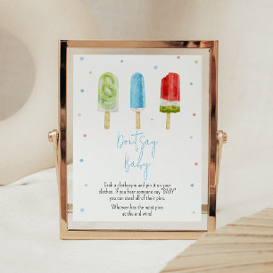 Blå popsicle Baby Shower Säg inte Baby Poster