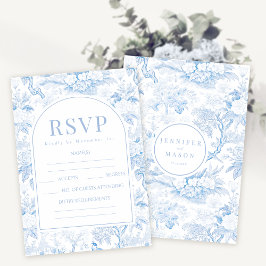 Blå porcelain boho blommigt bröllop OSA-kort OSA Kort