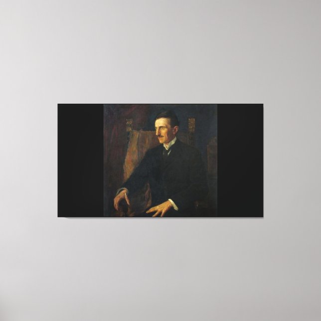 Blå porträtt av Nikola Tesla Canvastryck (Framsida)