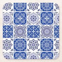 Blå portugisisk kakel mönster papper underlägg