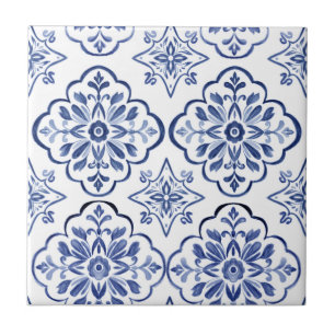 Blå Portugisisk Medelhavs Azulejo Dekorativ  Kakelplatta
