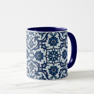 Blå portugisiska Azulejos-Blommigten Tile Mönste Mugg