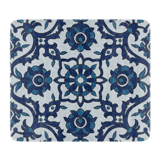 Blå portugisiska Azulejos-Blommigten Tile Mönster (Framsidan)