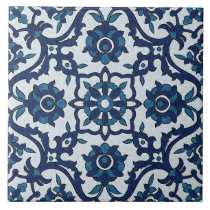 Blå portugisiska Azulejos-Blommigten Tile Mönster Kakelplatta