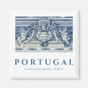 Blå portugisiska plattor med Änglar Magnet