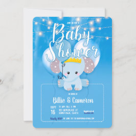 Blå pratbubblor Baby Elephant Script Baby Shower Inbjudningar