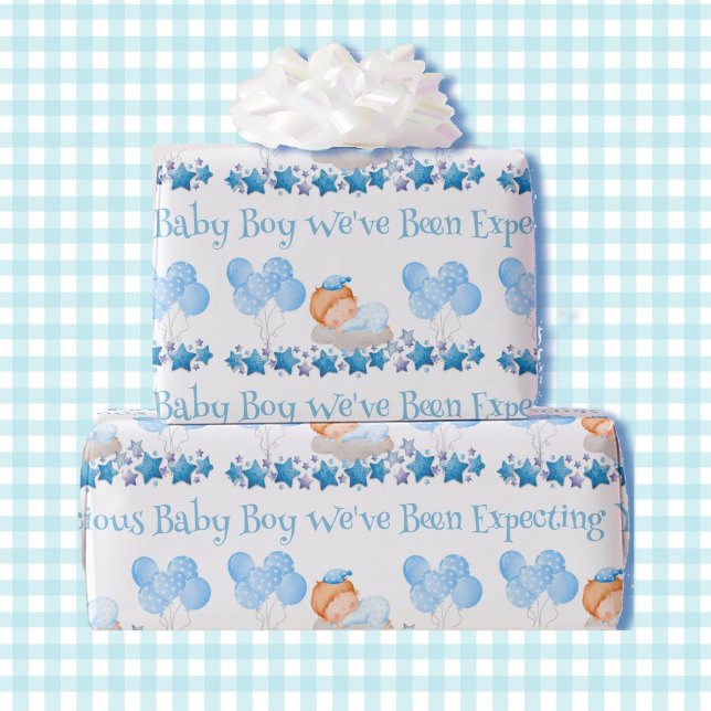 Blå pratbubblor i Anpassningsbarna Baby Shower Presentpapper (Skapare uppladdad)
