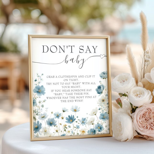 Blå Preppy Blommor Akvarell Säga Inte Bebis Poster (Skapare uppladdad)